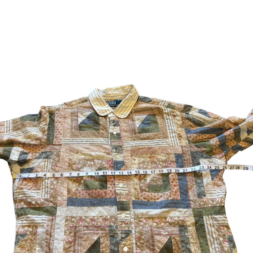Polo Ralph Lauren Mens XL Patchwork Log Cabin Quilt Button Down Shirt Multicolor - Picture 9 of 11